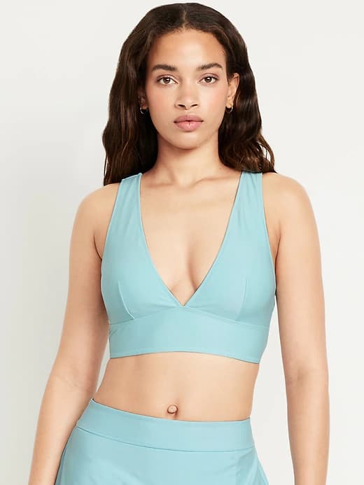 Matte Longline Bikini Swim Top - Image 1