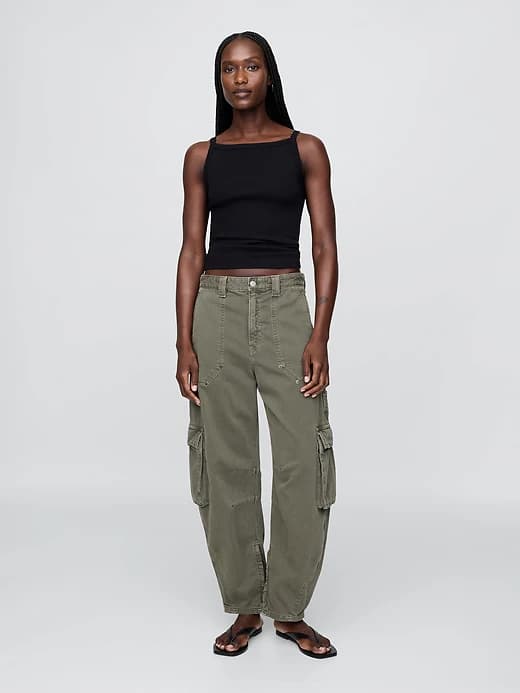 Mid Rise Barrel Cargo Pants - Image 1