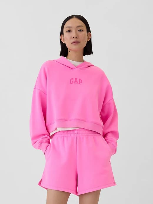 Relaxed Gap Mini-Logo Cropped Hoodie - Image 1