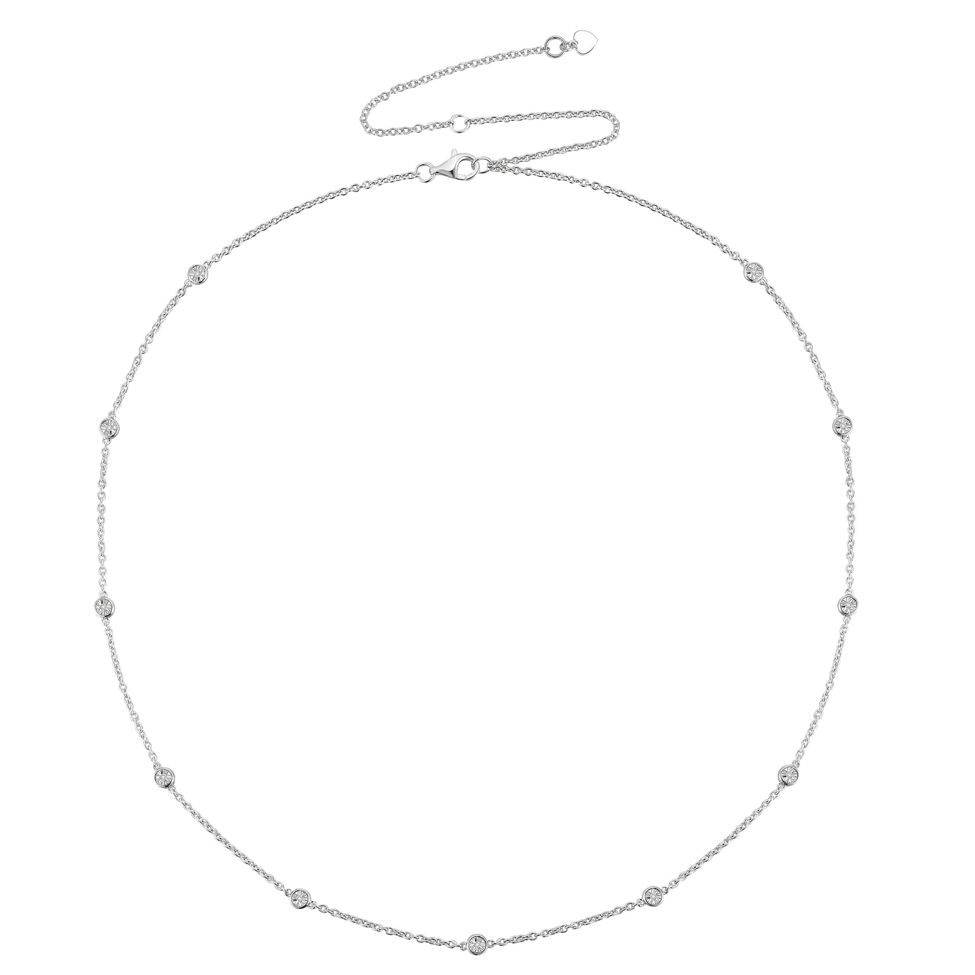 Diamond Bezel-Set Necklace in Sterling Silver (1/10 ct. tw.) - Image 1