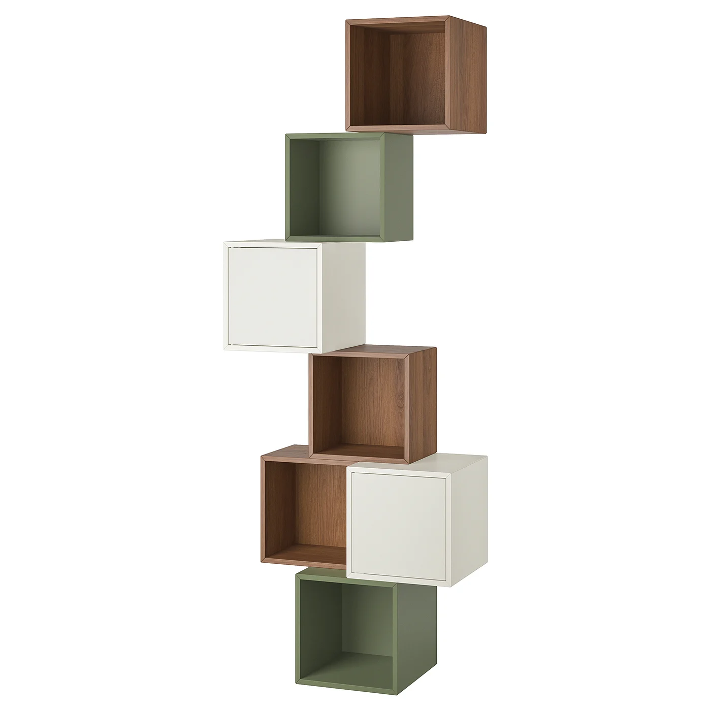 EKET Agencement rangement mural - effet noyer/blanc gris-vert 80x35x210 cm (31 1/2x13 3/4x82 5/8 ") - Image 1