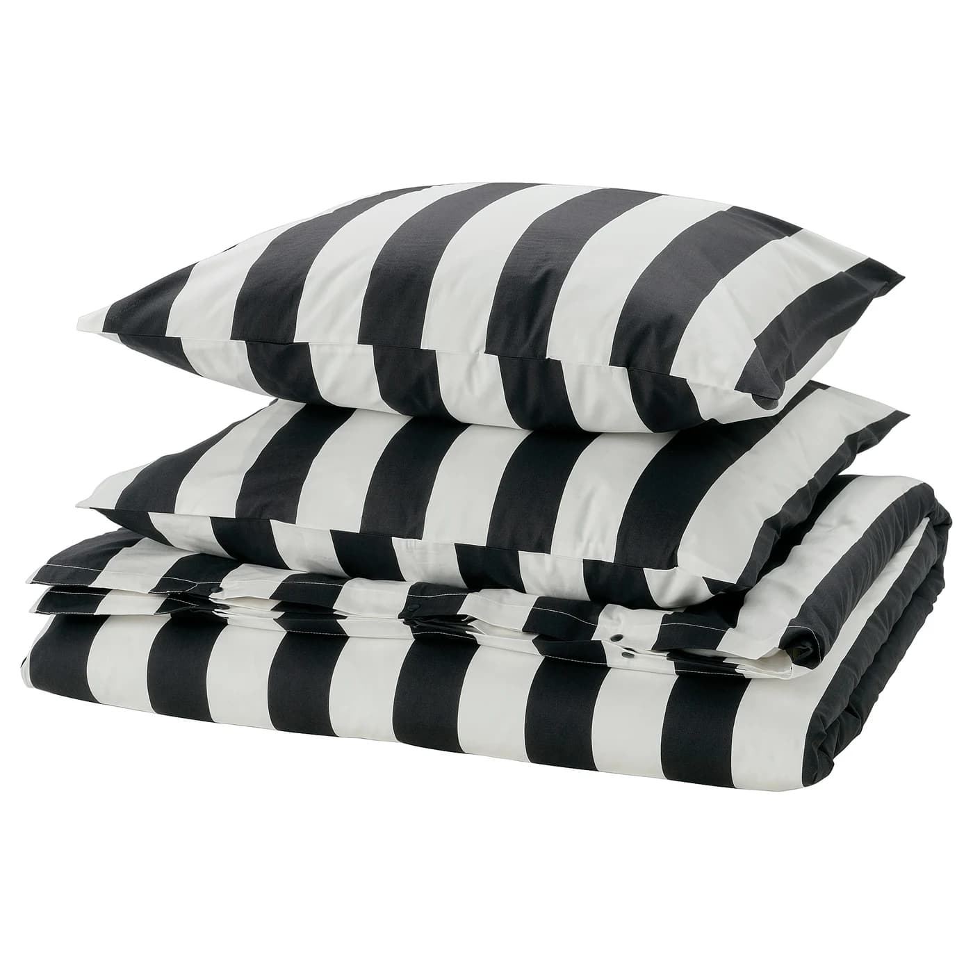 SLÅNHÖSTMAL Housse de couette et 2 taies - noir/blanc/rayé 240x220/65x65 cm - Image 1