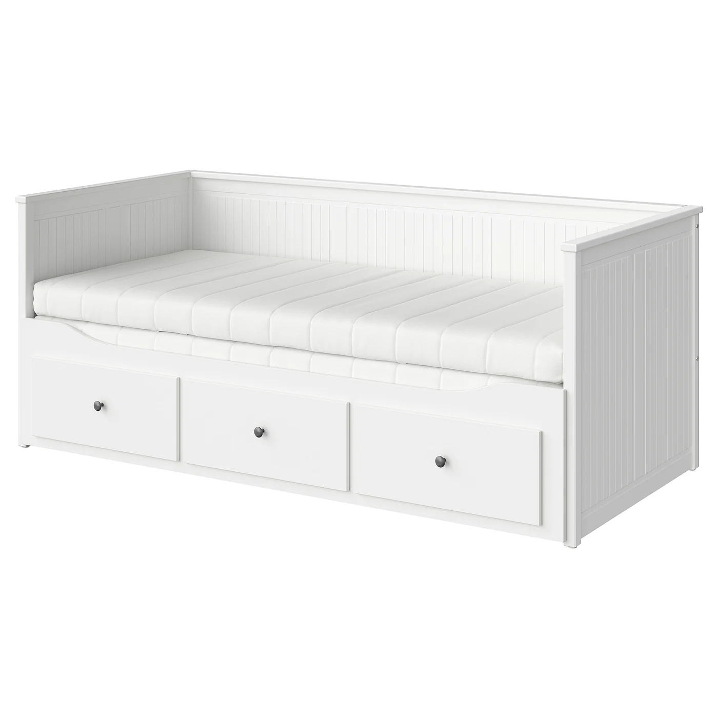HEMNES Day-bed w 3 drawers/2 mattresses - white/Åfjäll medium firm 80x200 cm - Image 1