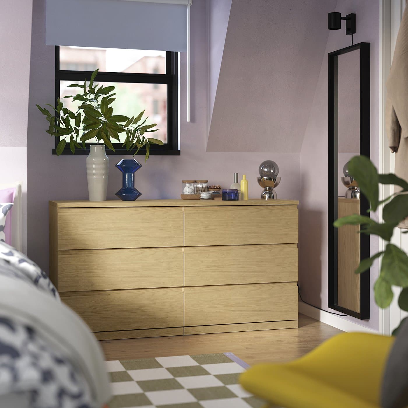 STORKLINTA 6-drawer dresser - oak effect/anchor/unlock function 55 1/8x18 7/8x29 1/2 " - Image 1