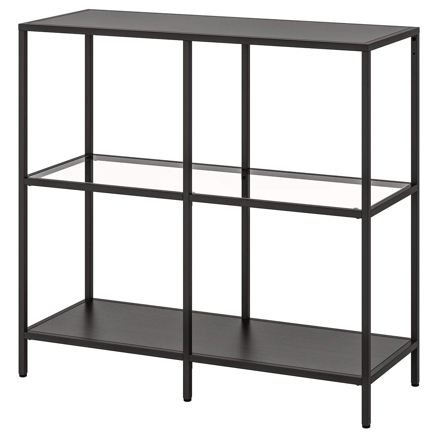 VITTSJÖ Shelf unit - black-brown/glass 39 3/8x36 5/8 " - Image 1
