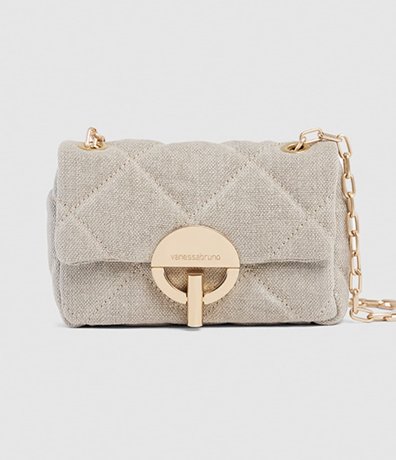 VANESSA BRUNO - Petit Sac Moon En Lin Sable - Image 1