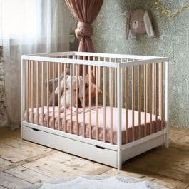 BABYBETT «HETRE» | 60X120 CM | WEISS & NATUR - Image 1