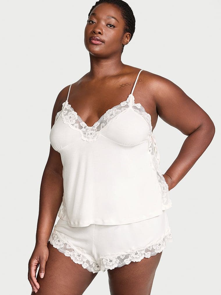Buy Ribbed Modal & Lace Cami Shorts Set - Order Victoria's Secret Online | Victoria's Secret Australia - Image 1